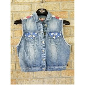 Denim vest American flag details